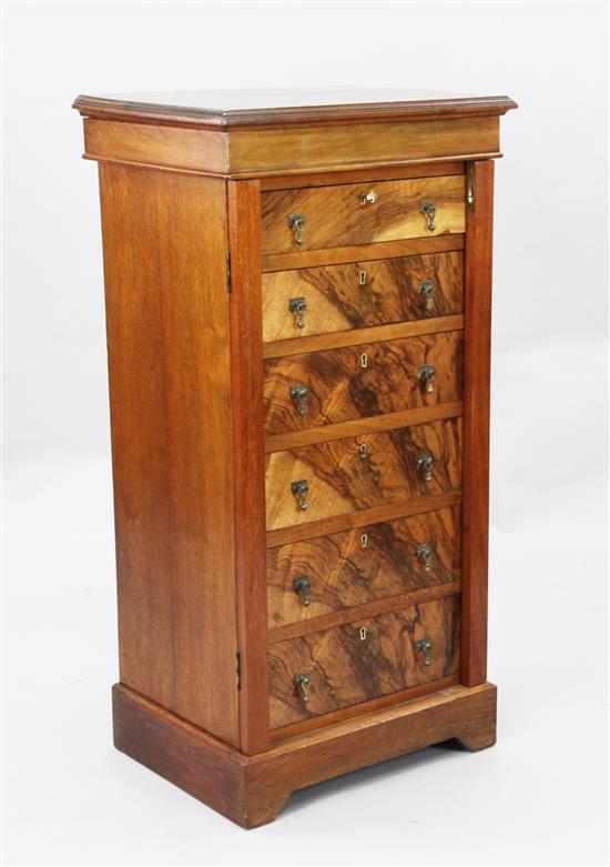 An early Victorian walnut Wellington style chest, W.1ft 9in. D.1ft 4in. H.3ft 6in.